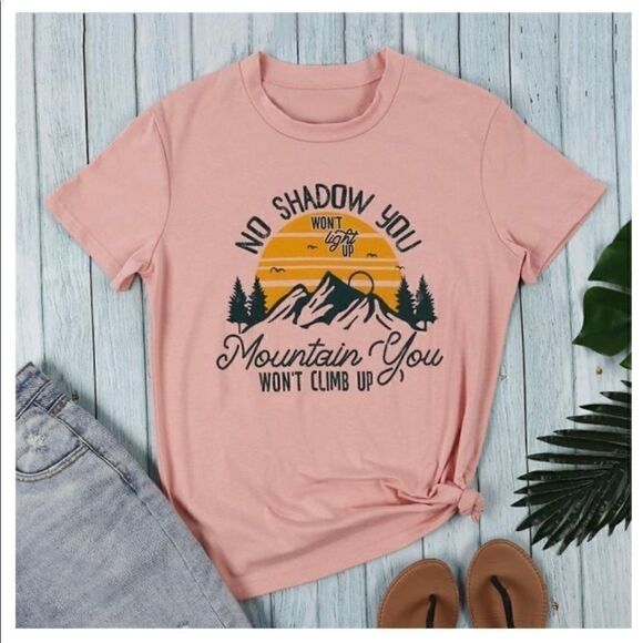 No Shadow You Won’t Light Up Pink Graphic Tee - Picture 1 of 3